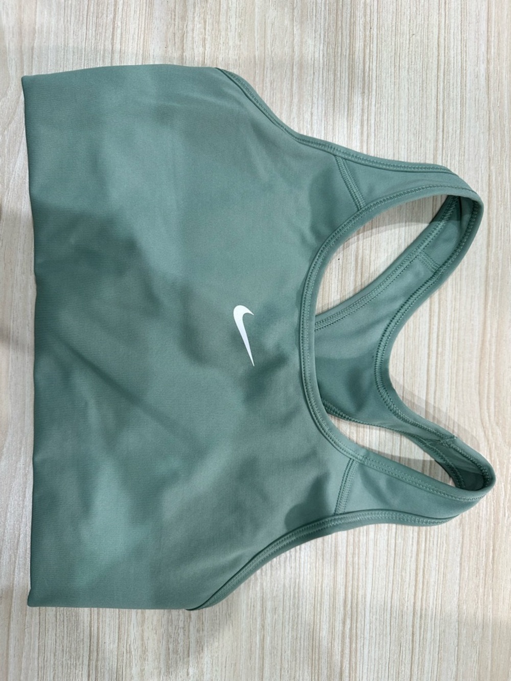 Nike Sage Green Dri-FIT Sports Bra with Black Swoosh